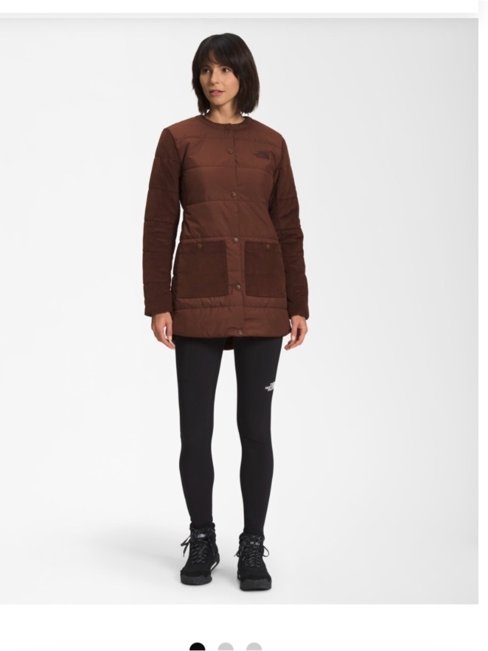 The North Face Women's Brown Quilted Button Puffer Coat